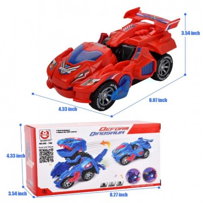 Transforming Dinosaur LED Car Electric Toy with Light Sound For Kids