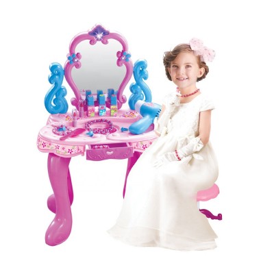 008-86 Best Birthday for Kids Beauty Salon Vanity Set with Mirror Drawer and Fashion Accessories Pretend Play Makeup Table Toys