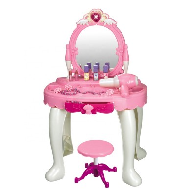 008-25 Play Pretend Vanity Set for Little Girls with Mirror and Makeup Table For Kids Beauty Set with Fashion & Makeup Parts